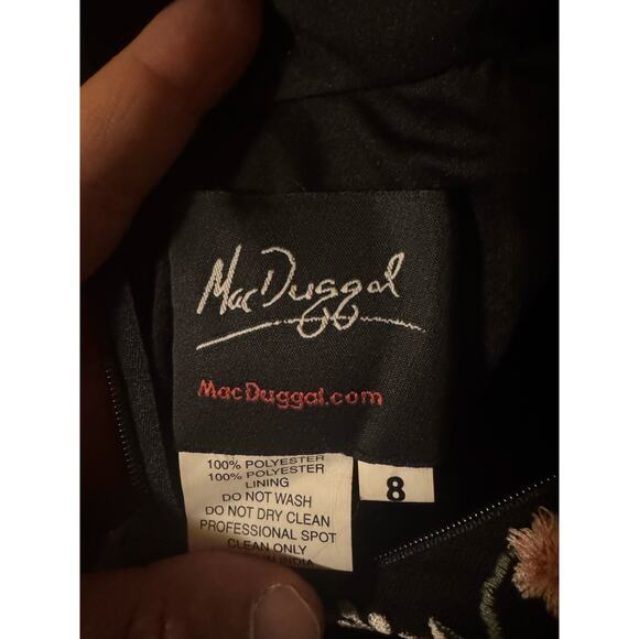 Mac Duggal Black Multi Embroidered Ruffled Gown size 8 Style # 70160 - Picture 7 of 7